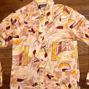 Cellini Collection • Vintage • 1970’s • Medium • Brown/Burgundy • Men’s • Shirt